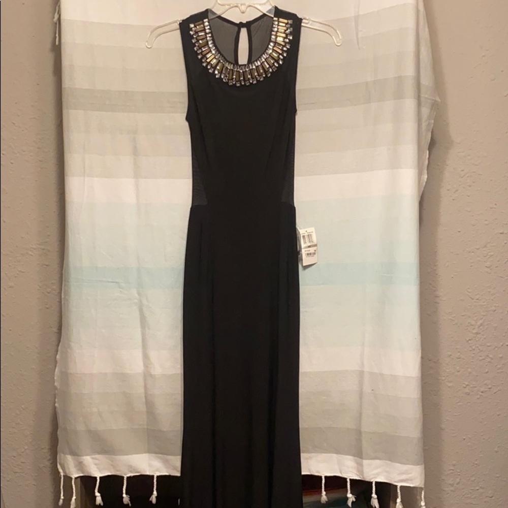 Floor length black dress
